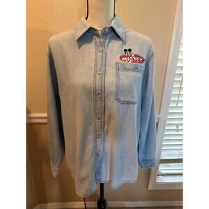 ⭐️ Mickey Unlimited Chambray Mickey Mouse Disney Button Up Shirt Size Medium